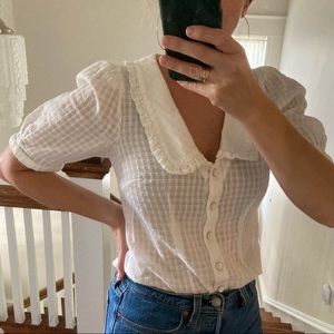Anthropologie Peter Pan Collar White Blouse